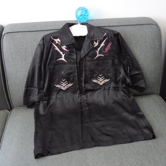 Diesel 100% Rayon-Viscose Casual Button Down Short Sleeve Black Shirt Size S - Picture 1 of 14